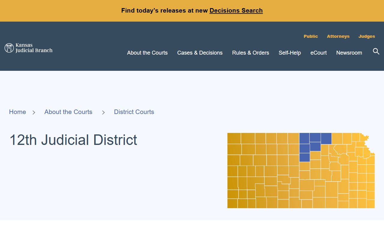 Lincoln County court records Kansas 12th Judicial District listing