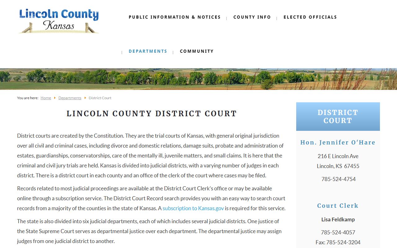Lincoln County court records official District Court page